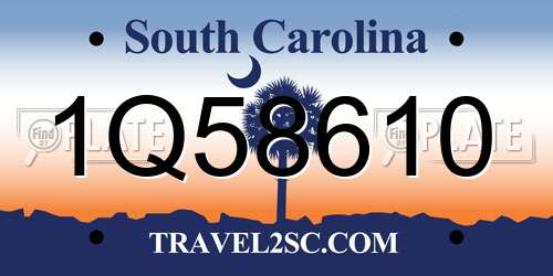 1Q58610 South Carolina License Plate