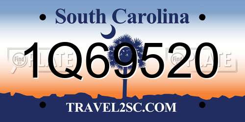1Q69520 South Carolina License Plate