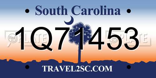 1Q71453 South Carolina License Plate
