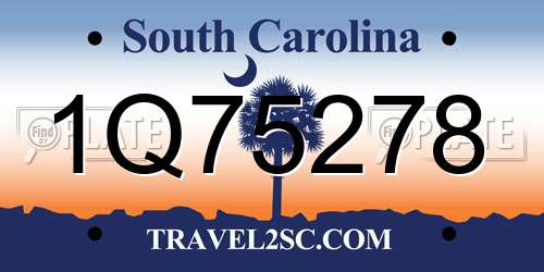 1Q75278 South Carolina License Plate