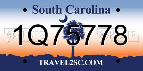 1Q75778 South Carolina License Plate