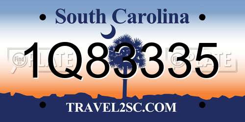 1Q83335 South Carolina License Plate