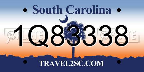 1Q83338 South Carolina License Plate