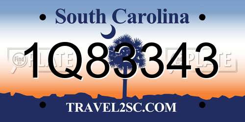 1Q83343 South Carolina License Plate