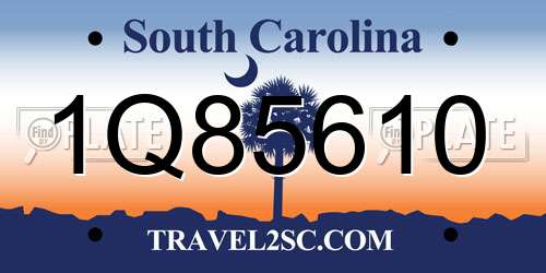 1Q85610 South Carolina License Plate