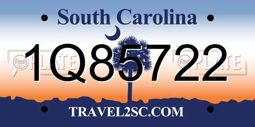 1Q85722 South Carolina License Plate
