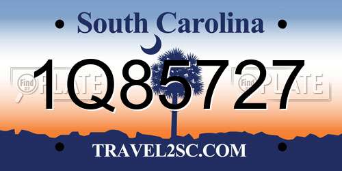1Q85727 South Carolina License Plate