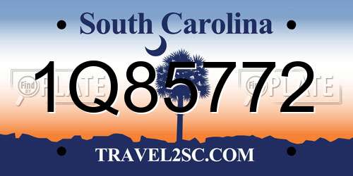 1Q85772 South Carolina License Plate