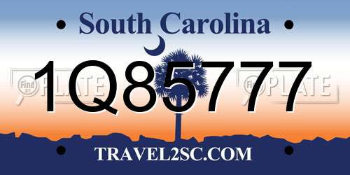 1Q85777 South Carolina License Plate