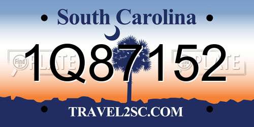 1Q87152 South Carolina License Plate