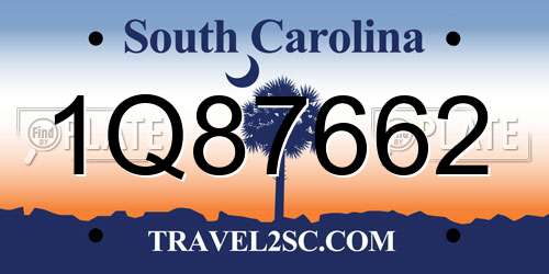 1Q87662 South Carolina License Plate