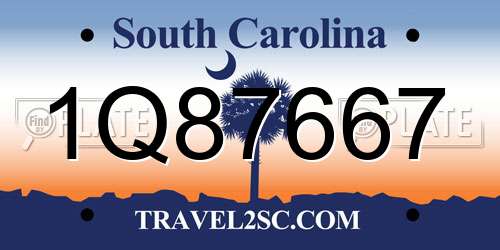 1Q87667 South Carolina License Plate