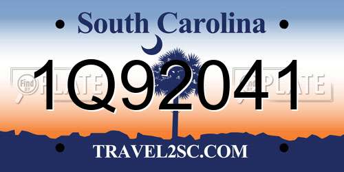 1Q92041 South Carolina License Plate