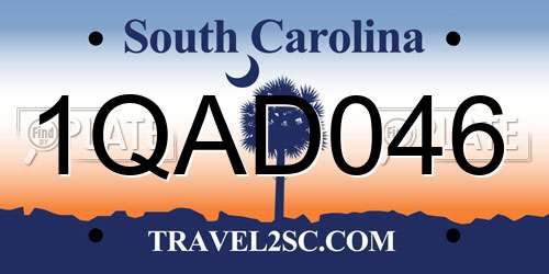 1QAD046 South Carolina License Plate