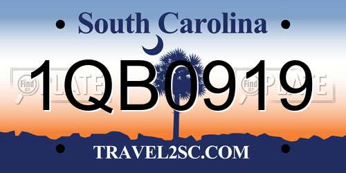 1QB0919 South Carolina License Plate