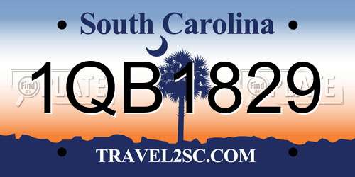 1QB1829 South Carolina License Plate