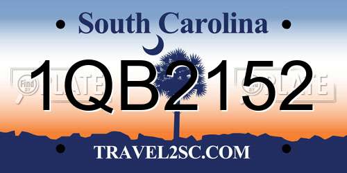 1QB2152 South Carolina License Plate