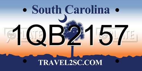 1QB2157 South Carolina License Plate