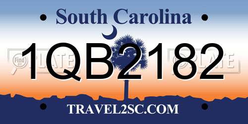 1QB2182 South Carolina License Plate