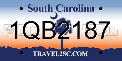 1QB2187 South Carolina License Plate