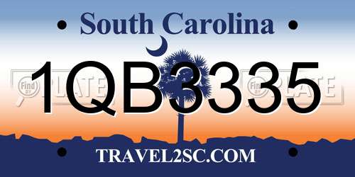 1QB3335 South Carolina License Plate