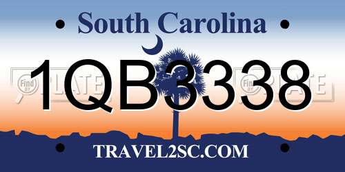 1QB3338 South Carolina License Plate