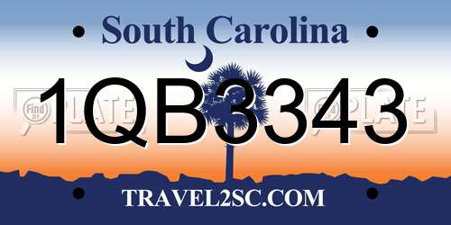 1QB3343 South Carolina License Plate