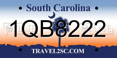 1QB8222 South Carolina License Plate