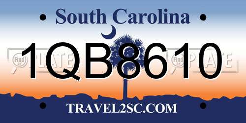 1QB8610 South Carolina License Plate