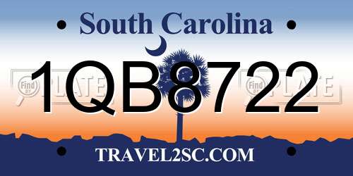 1QB8722 South Carolina License Plate