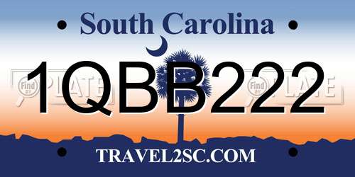 1QBB222 South Carolina License Plate