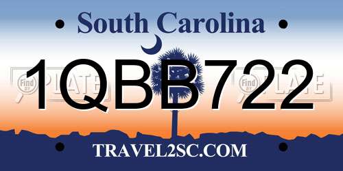 1QBB722 South Carolina License Plate