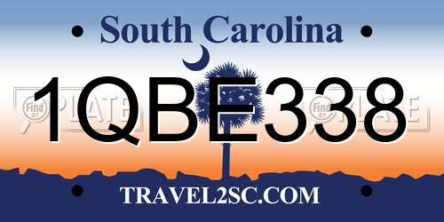 1QBE338 South Carolina License Plate