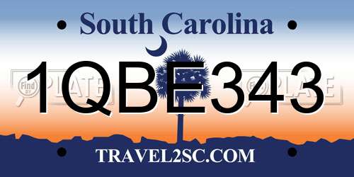 1QBE343 South Carolina License Plate
