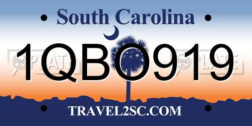 1QBO919 South Carolina License Plate
