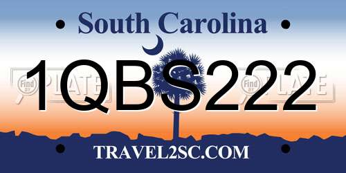 1QBS222 South Carolina License Plate