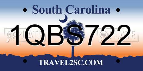 1QBS722 South Carolina License Plate