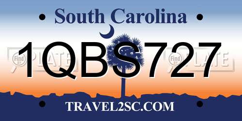 1QBS727 South Carolina License Plate