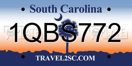 1QBS772 South Carolina License Plate