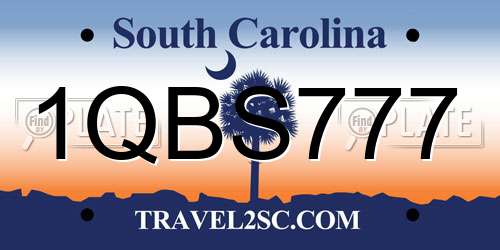1QBS777 South Carolina License Plate