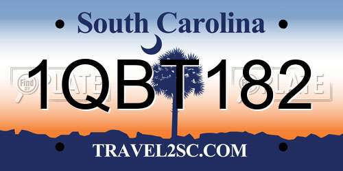 1QBT182 South Carolina License Plate