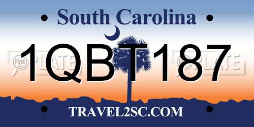 1QBT187 South Carolina License Plate