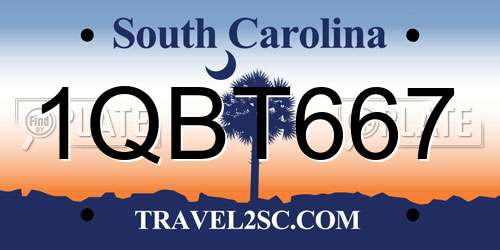 1QBT667 South Carolina License Plate
