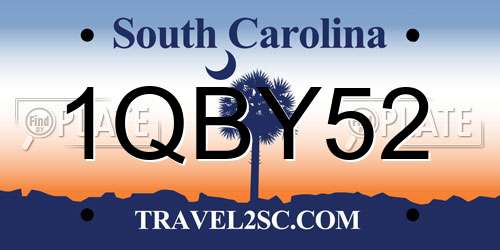 1QBY52 South Carolina License Plate