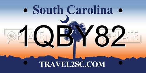 1QBY82 South Carolina License Plate