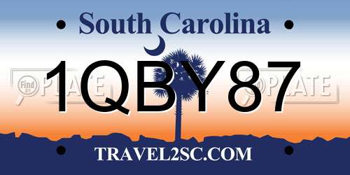 1QBY87 South Carolina License Plate