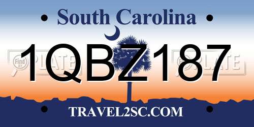 1QBZ187 South Carolina License Plate