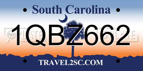 1QBZ662 South Carolina License Plate