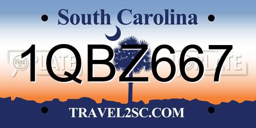 1QBZ667 South Carolina License Plate