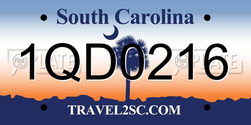 1QD0216 South Carolina License Plate